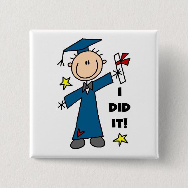 Boy Graduate 2 Inch Square Button (Front)