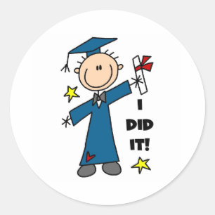 Boy Graduate Classic Round Sticker