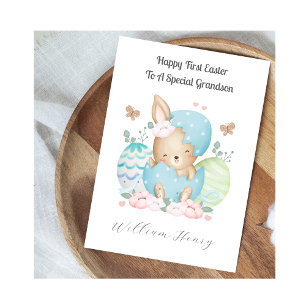 Boy Grandson First Easter Egg Bunny Card