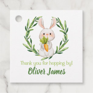Boy Green First Birthday Easter Watercolor Bunn Favour Tags