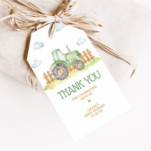 Boy Green Tractor Farm Birthday Party Favour Tags