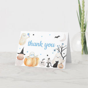 Boy Halloween Little Boo Baby Shower Thank You Card