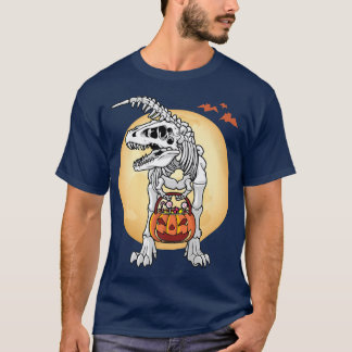 Boy Halloween-Shirt Dinosaur Skeleton Pumpkin-Shir T-Shirt