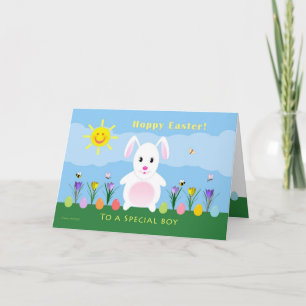 Boy Happy Easter - Easter Bunny Holiday Card