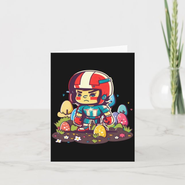 Boy Helmet Easter Eggs Football Easter 3  Card (Front)