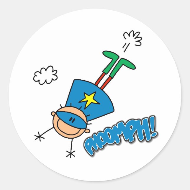 Boy Hero Flying Classic Round Sticker (Front)