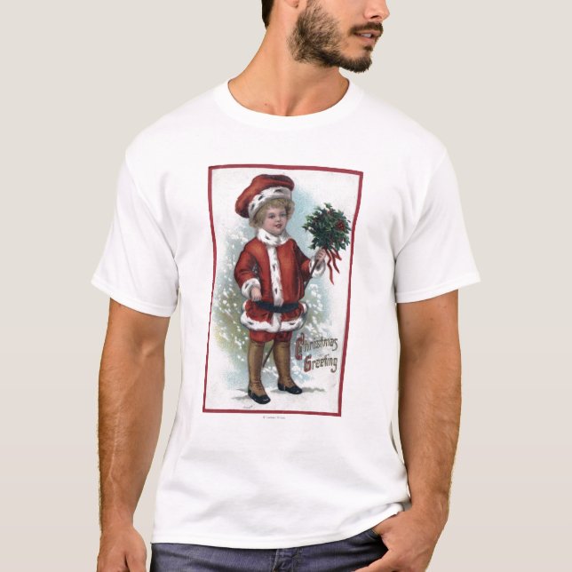 Boy Holding a Bushel of Holly T-Shirt (Front)