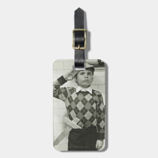 Boy Holding a Wooden Sword Luggage Tag