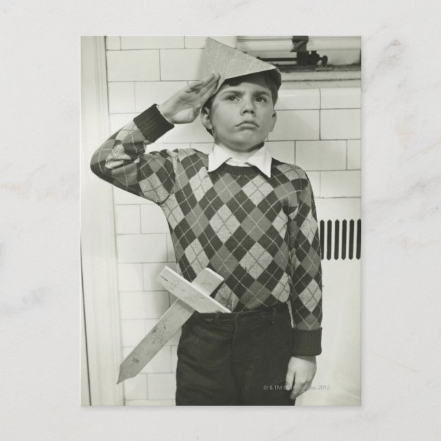 Boy Holding a Wooden Sword Postcard (Front)