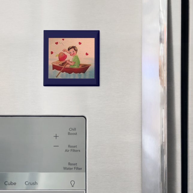 Boy Holding Heart in Boat Magnet (In Situ (Fridge))