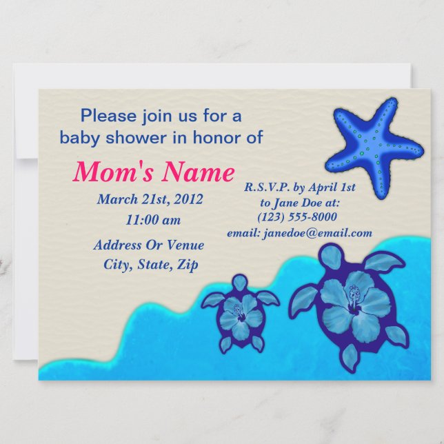 Boy Honu Baby Shower Invitation (Front)