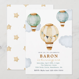 Boy Hot Air Balloon Invitations Anniversaire