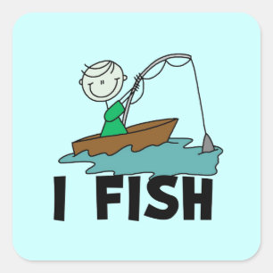 Boy I Fish Square Sticker