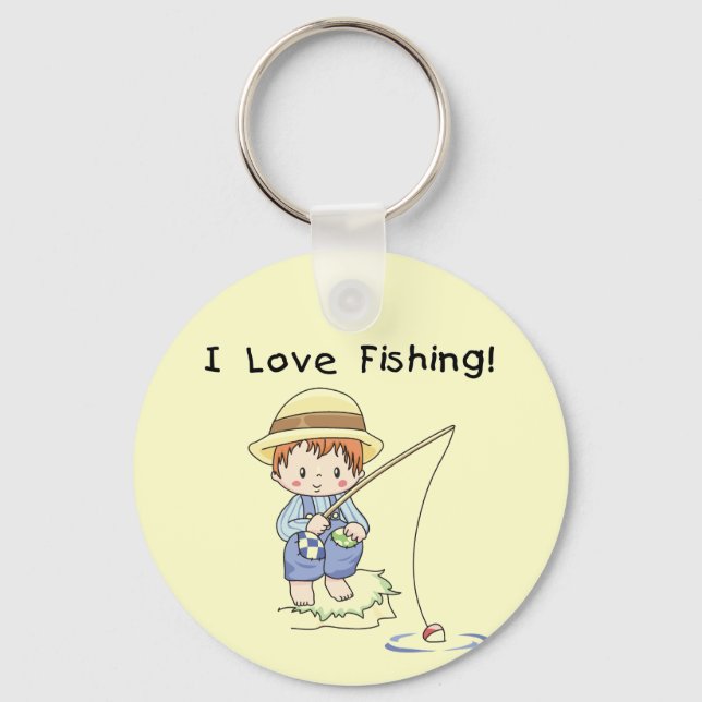 Boy I Love Fishing Tshirts and Gifts Keychain (Front)