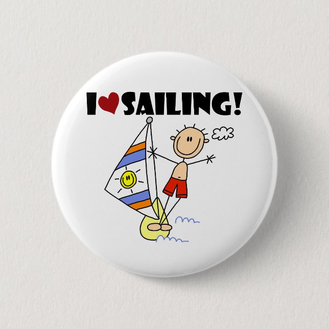 Boy I Love Sailing 2 Inch Round Button (Front)
