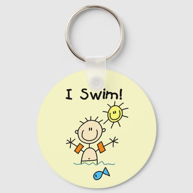 Boy I Swim T-shirts and Gifts Keychain (Front)