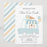 Boy Ice Cream Truck Four Ever Sweet 4th Birthday