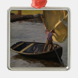 Boy in a Sailboat on the River (by Magnus Enckell) Metal Ornament