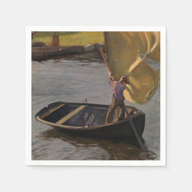 Boy in a Sailboat on the River (by Magnus Enckell) Napkin (Front)