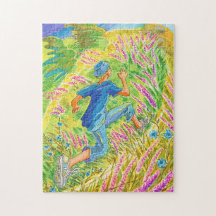 Boy in Lavender Field Jigsaw Puzzle