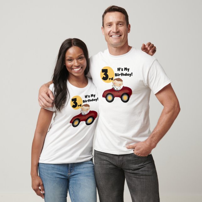 Boy in Red Car 3rd Birthday T-shirts and Gifts (Unisex)