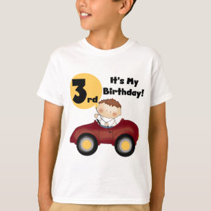 Boy in Red Car 3rd Birthday T-shirts and Gifts