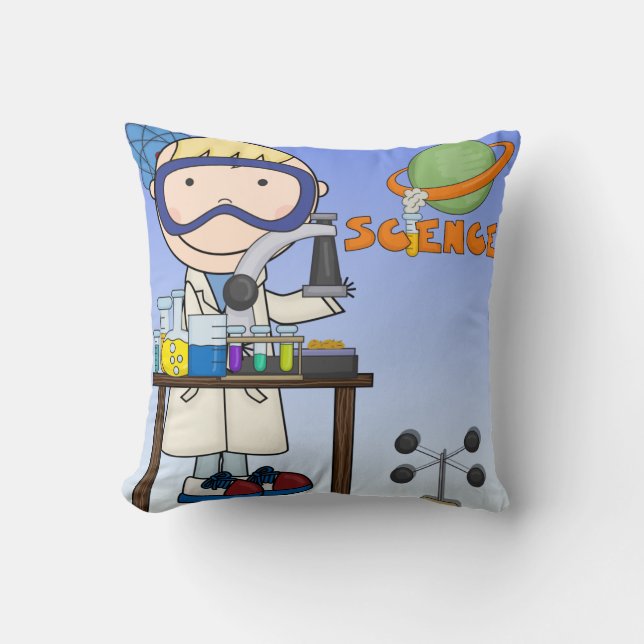 Boy in Science Lab Pillow (Front)