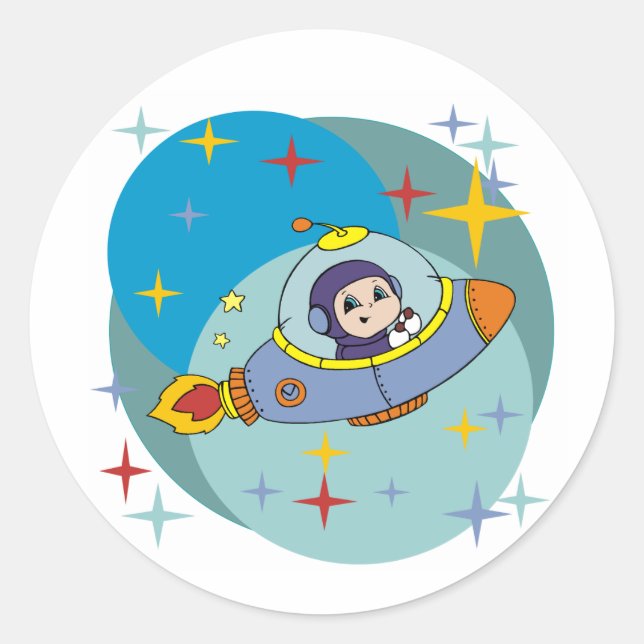 Boy in Spaceship Classic Round Sticker (Front)