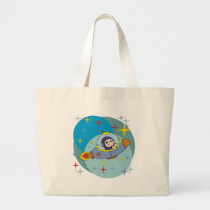 Boy in Spaceship Large Tote Bag
