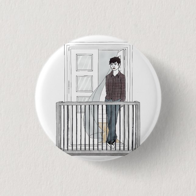 boy in the balcony 1 inch round button (Front)