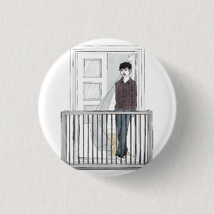 boy in the balcony 1 inch round button