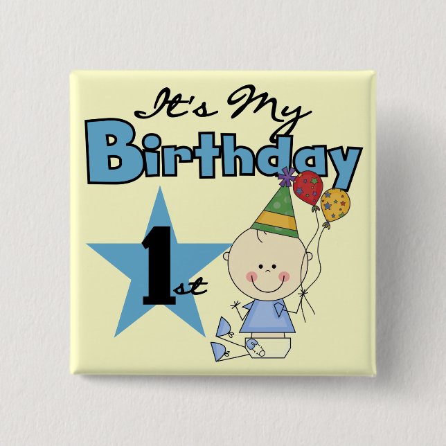Boy It's My Birthday Tshirts and Gifts 2 Inch Square Button (Front)