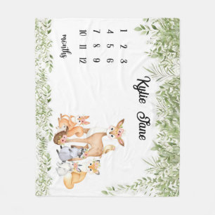 Boy Jungle Animals Customized Monthly Baby Milesto Fleece Blanket