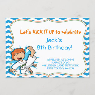 Boy Karate Martial Arts Invitations à la fête d'an