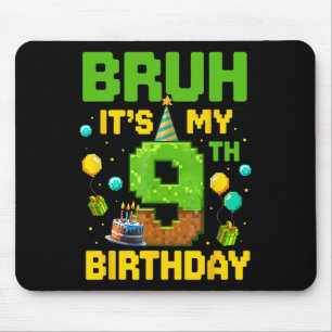 Boy Kid Birthday Funny It's My 9th Birthday Gamer Mouse Pad
