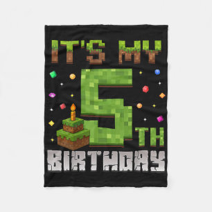 Boy Kid Birthday Party It's My 5th Birthday Gamer Fleece Blanket