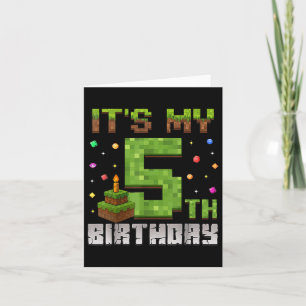 Boy Kid Birthday Party Its My 5th Birthday Gamer P Card