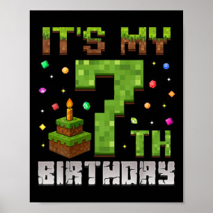 Boy Kid Birthday Party It's My 7th Birthday Gamer Poster