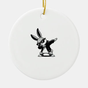 Boy Kid Easter Day Dabbing Bunny Rabbit Hip Hop Ea Ceramic Ornament