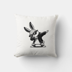 Boy Kid Easter Day Dabbing Bunny Rabbit Hip Hop Ea Throw Pillow