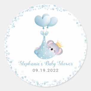 Boy Koala Bear Blue Baby Shower Classic Round Sticker