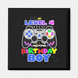 Boy Level 4 Unlocked Video Game 4th Birthday Gamer Magnet