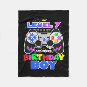 Boy Level 7 Unlocked Video Game 7th Birthday Gamer Fleece Blanket