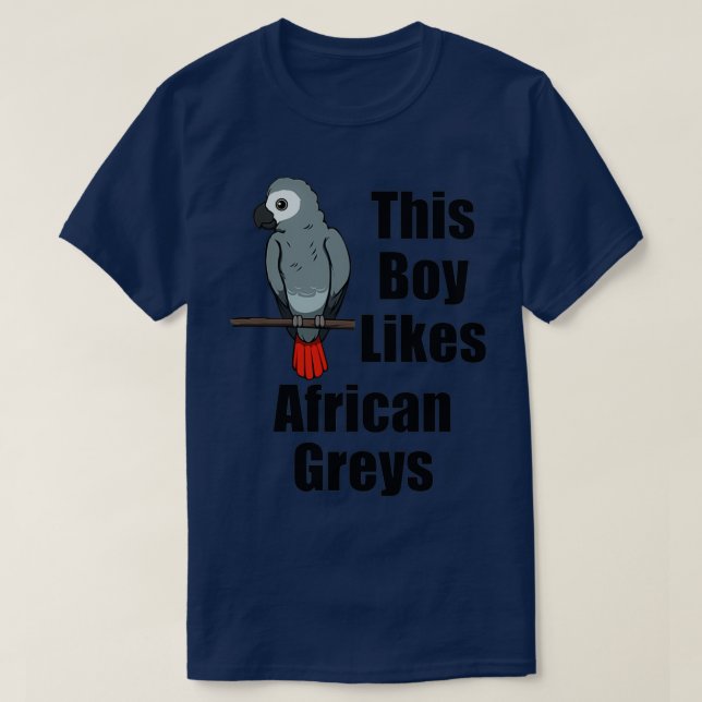 Boy Likes African Grey Parrots Exotic Animal T-Shirt (Design Front)