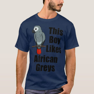 Boy Likes African Grey Parrots Exotic Animal T-Shirt