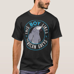 Boy Likes African Greys Nature Eotic Animal Parrot T-Shirt