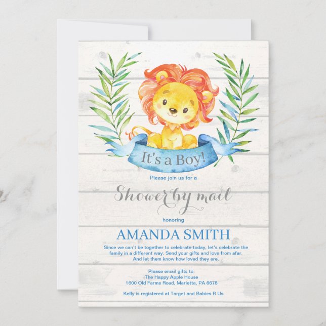 Boy Lion Baby shower par Mail Invitation (Devant)