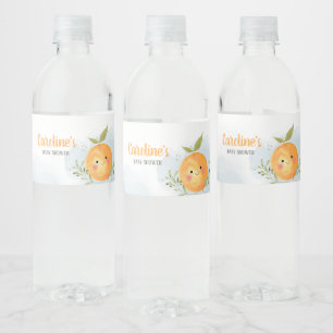 Boy Little Cutie Citrus Orange Baby Shower Water Bottle Label