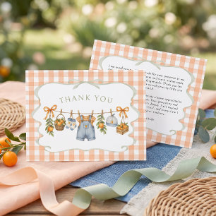 Boy Little Cutie Orange Baby Shower Thank You Card