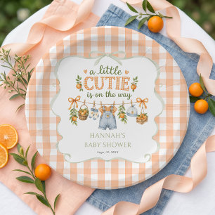 Boy Little Cutie Orange Citrus Baby Shower Paper Plate